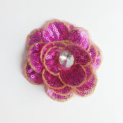 SUPERVALUECHOICE HCSEYC00010 3D-Effect Rhinestone Red Sequin Embroidered Fabric Patch