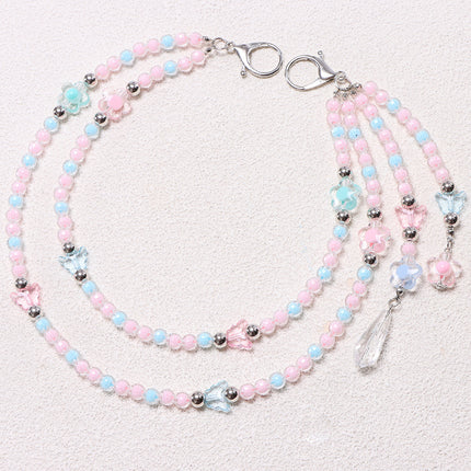 SUPERVALUECHOICE  CHRISTMAS HCSESD00004 DIY Pastel Beaded  Chain, Pink Blue Layered Crystal Chain