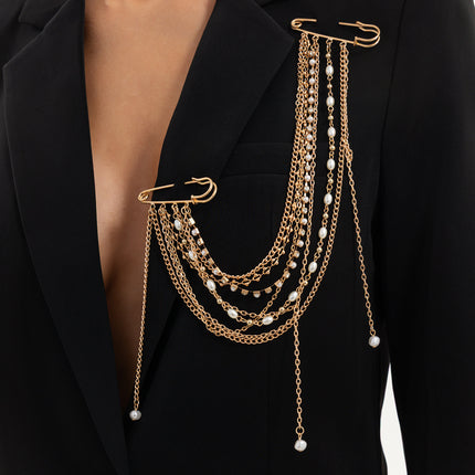 SUPERVALUECHOICE HCSESA00118 Pearl Tassel Chain Brooch