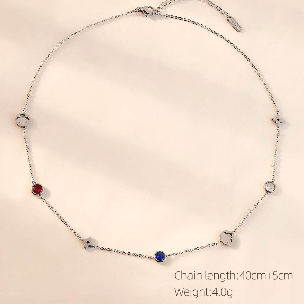 SUPERVALUECHOICE HCSEVA00011 Blue Diamond Geometric Openwork Necklace