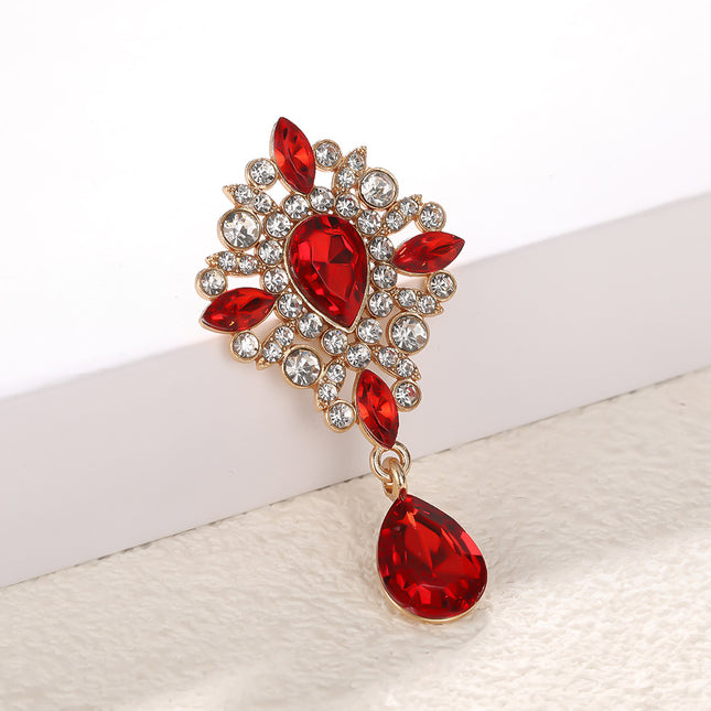 SUPERVALUECHOICE HCSESC00003 DIY Crafts Rhinestone Alloy Brooch Accessories Silver Flat Back 1.37*2.63inch Crystal Brooch Sparkling Crystal
