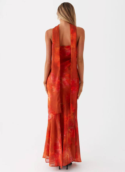 SUPERVALUECHOICE HCSEAB00005 Floral Chiffon Strapless Maxi Dress
