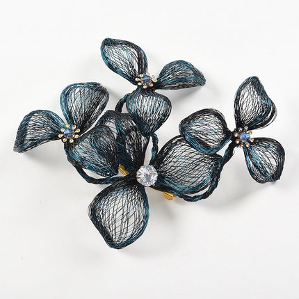 SUPERVALUECHOICE CHRISTMAS HCSELC00001 Handmade Wire Woven Flower Hair Barrette, Multi-Color Floral Hair Clip