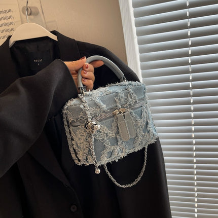 SuperValueChoice HCSEFA00055 Denim Crossbody Bag Elegant Envelope Clutch Bags Women Evening Purse Handbag With Detachable Chain Strap for Wedding Bridal Prom Cocktail Party