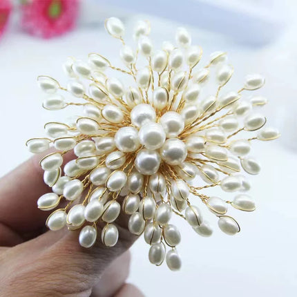 SUPERVALUECHOICE HCSESA00105 Vintage Elegant Faux Pearl Flower Handmade Brooch, Suit/Jacket Accessory Pin, Suitable For Weddings, Banquets And Special Occasions