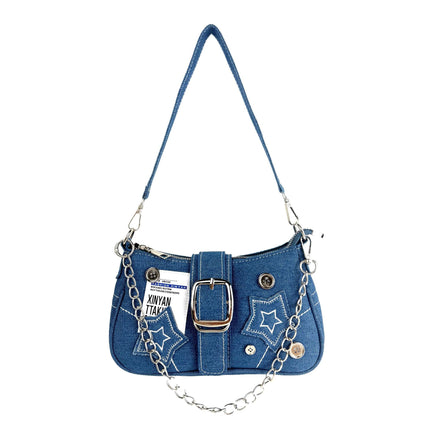 SuperValueChoice HCSEFA00064 Y2K Bag, Y2K Handbag, 12 Year Old Girl Handbag, Women's Handbags, Canvas Shoulder Bag, Y2K Trendy Forearm Bag with Zipper, Mini Denim Bags for Girls