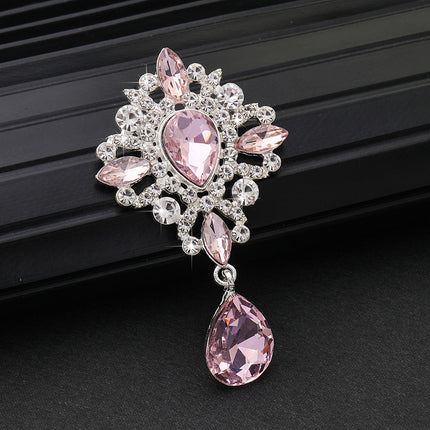 SUPERVALUECHOICE HCSESC00002 DIY Crafts Rhinestone Alloy Brooch Accessories Silver Flat Back 1.45*2.63inch Crystal Brooch Sparkling Crystal