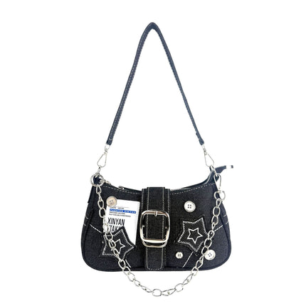 SuperValueChoice HCSEFA00064 Y2K Bag, Y2K Handbag, 12 Year Old Girl Handbag, Women's Handbags, Canvas Shoulder Bag, Y2K Trendy Forearm Bag with Zipper, Mini Denim Bags for Girls