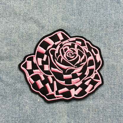 SUPERVALUECHOICE HCSEYSB00109 6Pcs Checkered Rose Embroidered Iron On Patches Multicolor Floral Clothing DIY Appliques