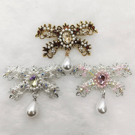 SUPERVALUECHOICE HCSESC00001 Vintage Imitation Pearl Bow Rhinestone Pin