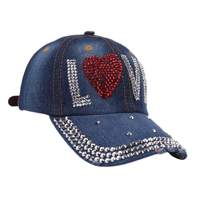 SUPERVALUECHOICE HCSEK00018 Rhinestone Pattern Denim Baseball Cap