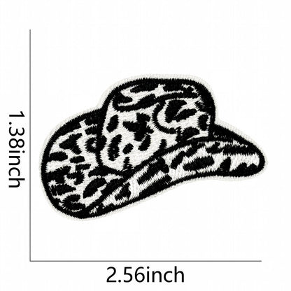 SUPERVALUECHOICE HCSEYSB00003 Assorted Leopard Print Iron On Patches 18 Pcs Fashion Cowboy Hat Shoes Star Pumpkin Embroidered Appliques for Jacket Backpack Clothing DIY Decor