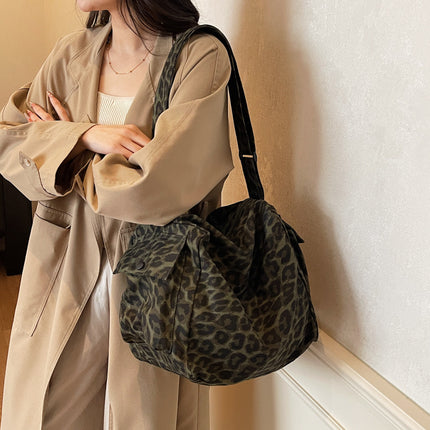 SuperValueChoice HCSEFA00065 Leopard Print Tote Handbag Women Canvas Crossbody Beach Bag