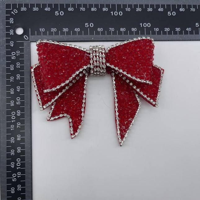 SUPÊR VÃLUE CHOICE  HCSEYD00016 Multicolor Sparkly Rhinestone Bow Applique Crystal Beaded Bow Sew On Patch for Jeans Jacket Tote Bag DIY Craft Decor