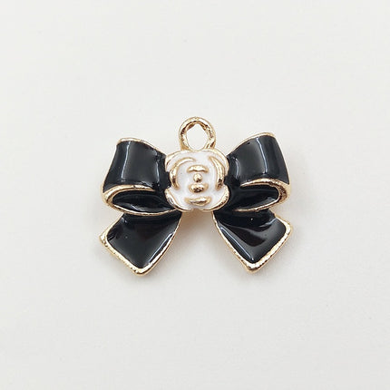 SUPERVALUECHOICE HCSEYD00025 Pearl Bowknot Enamel Metal Charms, DIY Accessories for Jewelry, Bags, Shoes, Phone Case & Car Decor