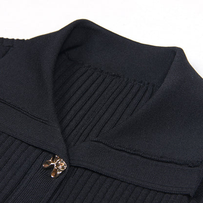 SUPERVALUECHOICE HCSEAA00001 Polo Collar Ribbed Knit Midi Dress