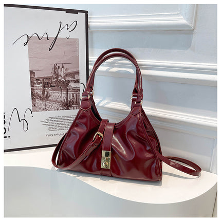 SuperValueChoice HCSEFA00068 Vintage Lock Hobo Shoulder Bag, 2‑Way Wear Retro Top‑Handle Handbag, Removable Crossbody Strap Purse for Women