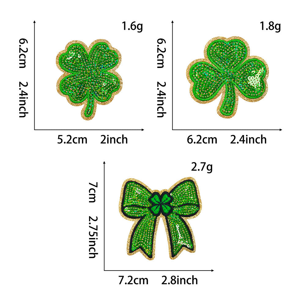 SUPERVALUECHOICE HCSEYC00003 Four-leaf clover sequin embroidered fabric patch