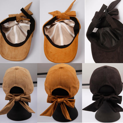 SUPERVALUECHOICE HCSEK00038 Suede Bow Baseball Cap Women Bow Adjustable Fashion Hat