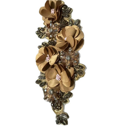 SUPÊR VÃLUE CHOICE  HCSEYD00003 3D White Fabric Flower Rhinestone Bridal Sash Applique Crystal Floral Embellishment Patch for Wedding Dress Gown Belt DIY Craft Decor 4.33"
