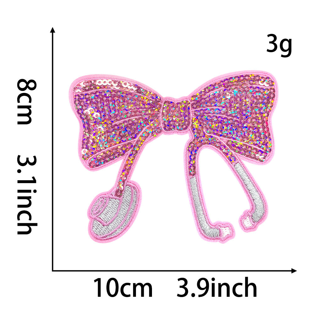 SUPERVALUECHOICE HCSEYC00005 Bow Sequin Embroidered Fabric Patch