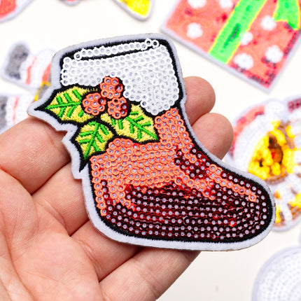 SUPERVALUECHOICE HCSEYH00004 Christmas sequin embroidered fabric patch