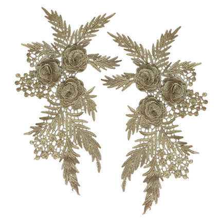 SUPERVALUECHOICE HCSEYB00137 Pair of Floral Embroidery Patches Matching Set 11.02"×6.69"