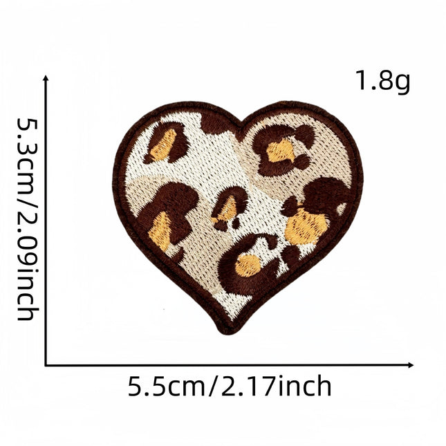 SUPERVALUECHOICE HCSEYSB00005 20 Pack Animal Print Star Heart Iron On Patches Leopard Tiger Giraffe Zebra Cow Pattern Embroidered Appliques for Jacket Hat Backpack DIY Clothing Decor
