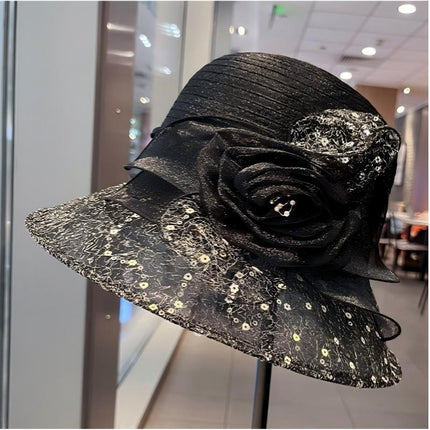 SUPERVALUECHOICE HCSEK00058 Women's Summer Lace Bucket Hat | Breathable Mesh Floral Sun Hat with Wide Brim UV Protection