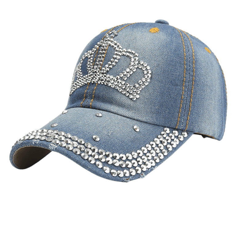 SUPERVALUECHOICE HCSEK00018 Rhinestone Pattern Denim Baseball Cap