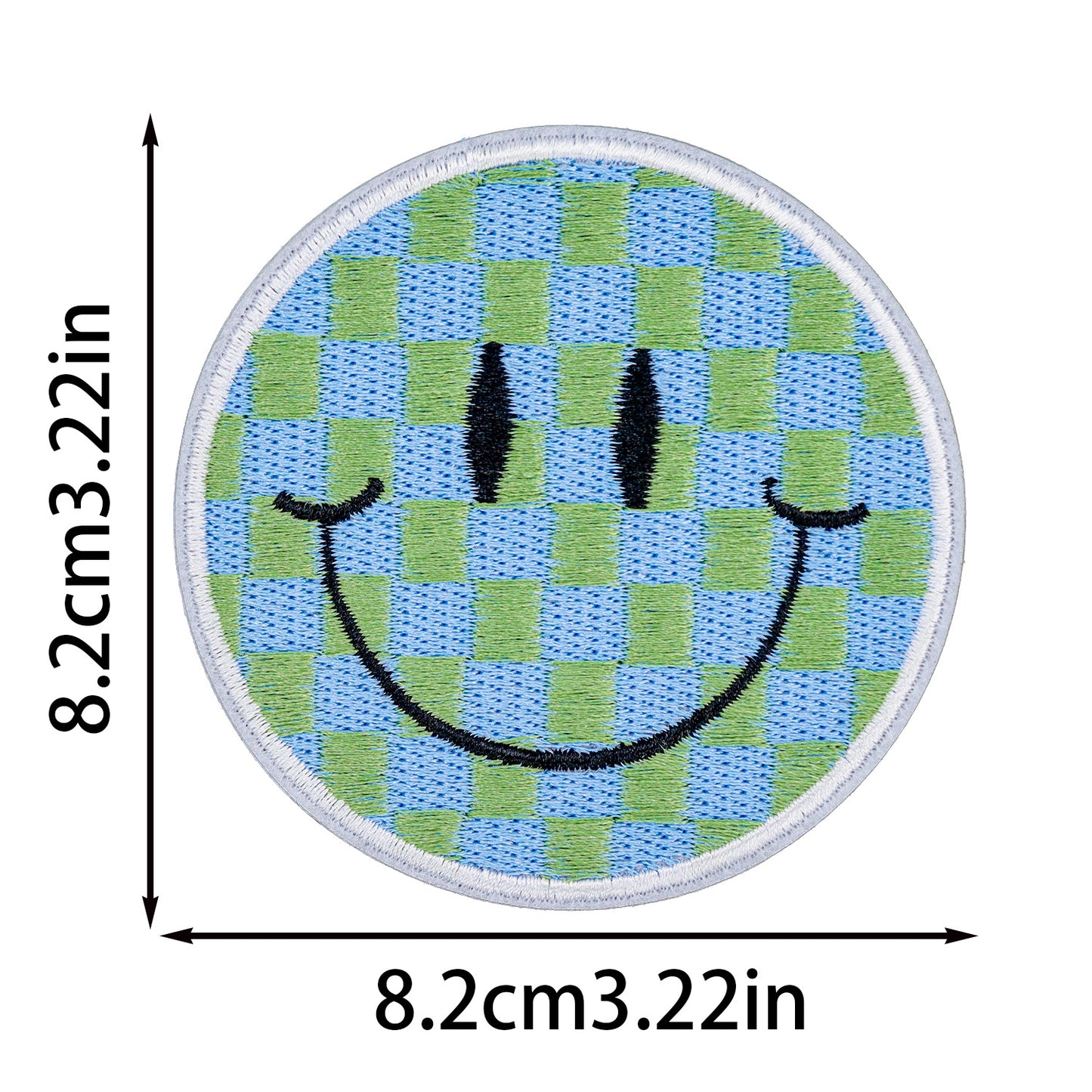 SUPERVALUECHOICE HCSEYSB00113 Checkerboard Smiley Face Embroidered Iron On Patches Colorful Clothing DIY Appliques