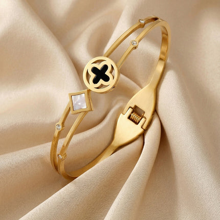 SUPÊR VÃLUE CHOICE HCSEX00021 Black Shell Four-Leaf Clover Bracelet
