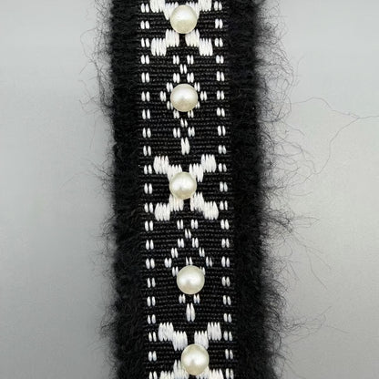 SuperValueChoice HCSEOA00006 Pearl Rhinestone Fringed Tweed Lace Trim Gold Thread Woven Ribbon for Coat Dress DIY Sewing Craft Decor,1.18in width