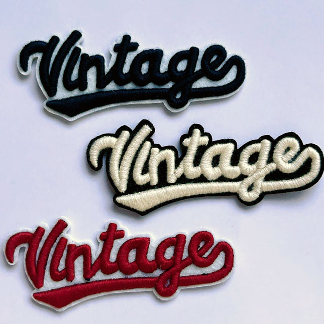SUPERVALUECHOICE HCSEYB00115 3Pcs Vintage Letter Embroidered Iron On Patches Retro Text Clothing Sewing DIY Decor Appliques