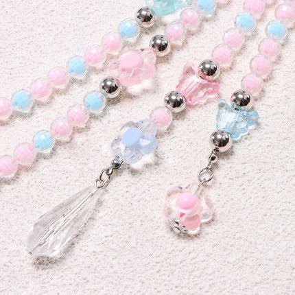 SUPERVALUECHOICE  CHRISTMAS HCSESD00004 DIY Pastel Beaded  Chain, Pink Blue Layered Crystal Chain