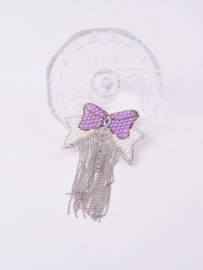 SUPERVALUECHOICE HCSEYD00019 4Pcs Pearl Bow Rhinestone Tassel Patches Sparkly Garment DIY Embellishment Appliques