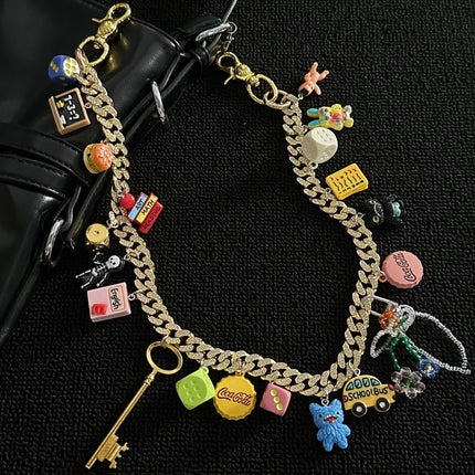 SUPERVALUECHOICE  CHRISTMAS HCSESD00007 Gold Diamond Studded Cuban Chain Bag Pendant