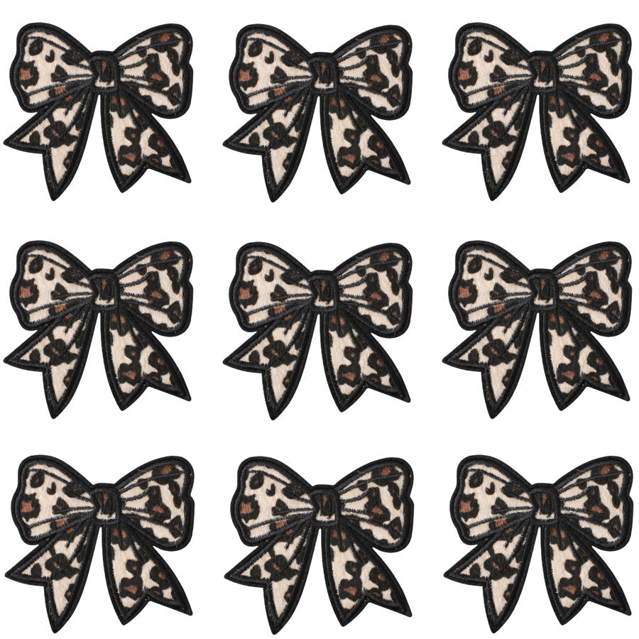 SUPERVALUECHOICE HCSEYSF00001 Leopard Print Shape Embroidered Patch Pack Heart Bow Star Lightning Bolt Iron On Appliques for Denim Jeans Bag Craft Supply
