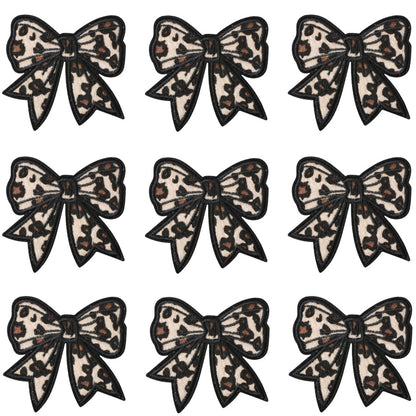 SUPERVALUECHOICE HCSEYSF00001 Leopard Print Shape Embroidered Patch Pack Heart Bow Star Lightning Bolt Iron On Appliques for Denim Jeans Bag Craft Supply