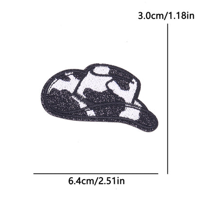 SUPERVALUECHOICE HCSEYSB00114 5Pcs Glitter Cow Print Cowboy Hat Embroidered Iron On Patches Western Clothing DIY Appliques