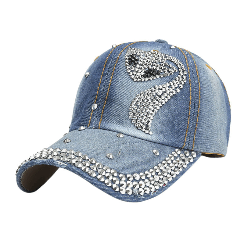 SUPERVALUECHOICE HCSEK00018 Rhinestone Pattern Denim Baseball Cap