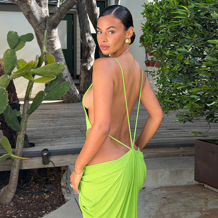 SUPERVALUECHOICE HCSEAC00016 Backless Cutout Draped Maxi Dress