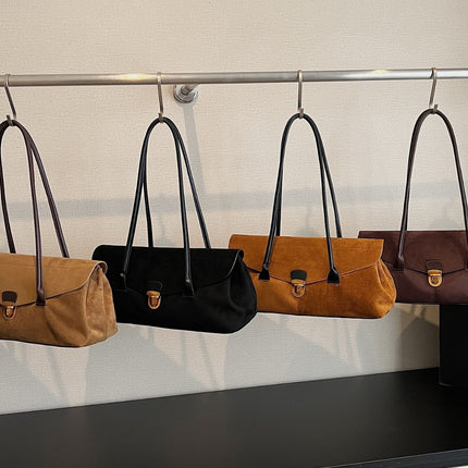 SuperValueChoice HCSEFA00037 Luxury Suede Tote Bag Women Brown Shoulder Handbag