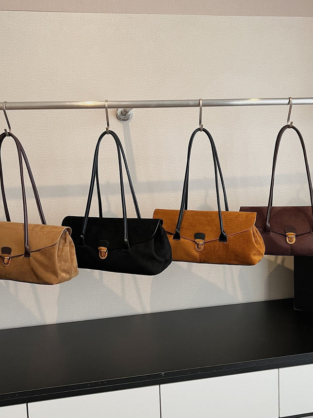 SuperValueChoice HCSEFA00037 Luxury Suede Tote Bag Women Brown Shoulder Handbag