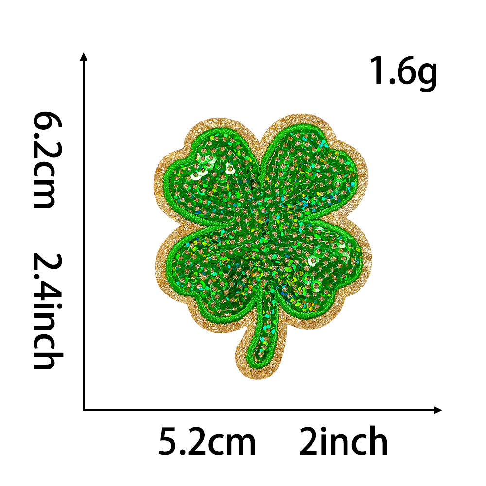 SUPERVALUECHOICE HCSEYC00003 Four-leaf clover sequin embroidered fabric patch