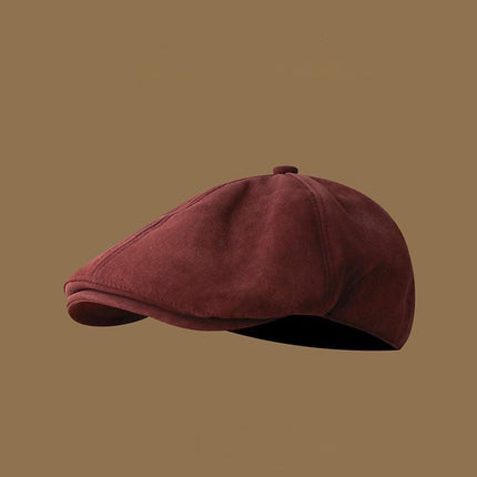 SUPERVALUECHOICE HCSEK00035 Vintage Suede Newsboy Cap Unisex Retro Fall Winter Beret Hat