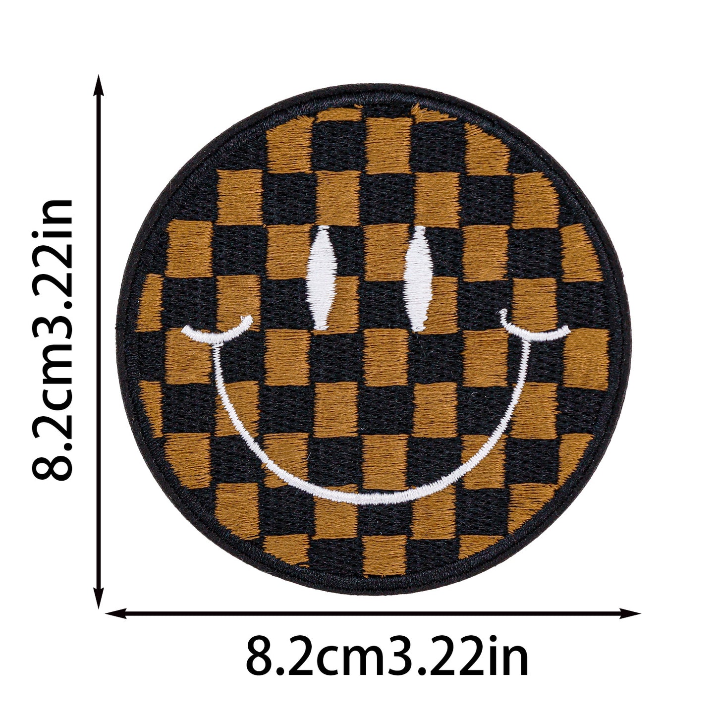 SUPERVALUECHOICE HCSEYSB00113 9Pcs Checkerboard Smiley Face Embroidered Iron On Patches Colorful Clothing DIY Appliques