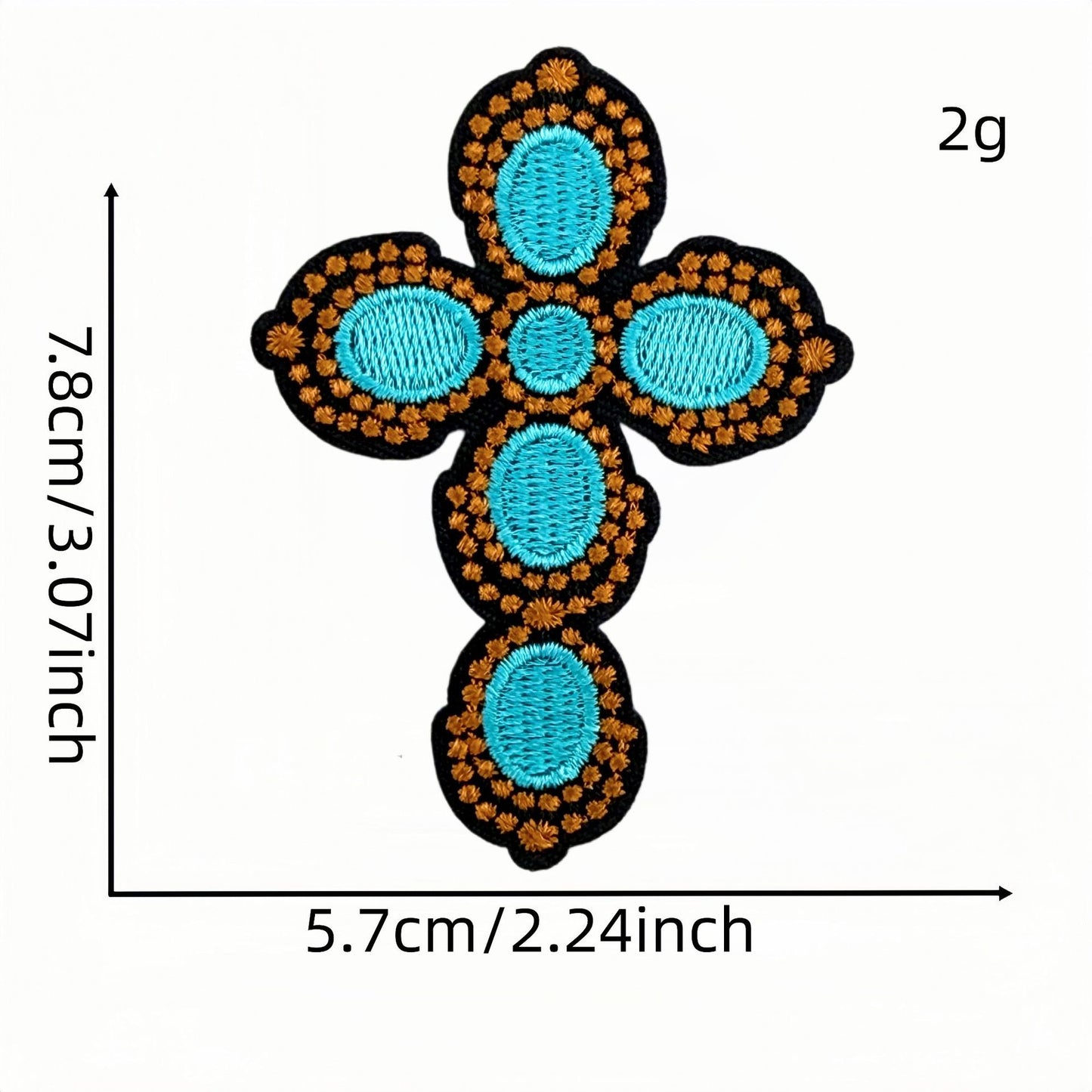 SUPERVALUECHOICE HCSEYSB00033 9Pcs Western Turquoise Leopard Cross Embroidered Iron On Patches Garment DIY Decor Appliques