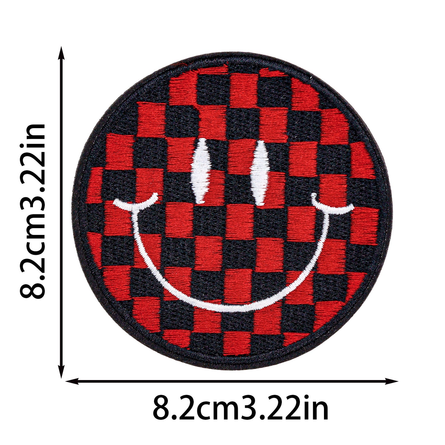SUPERVALUECHOICE HCSEYSB00113 Checkerboard Smiley Face Embroidered Iron On Patches Colorful Clothing DIY Appliques