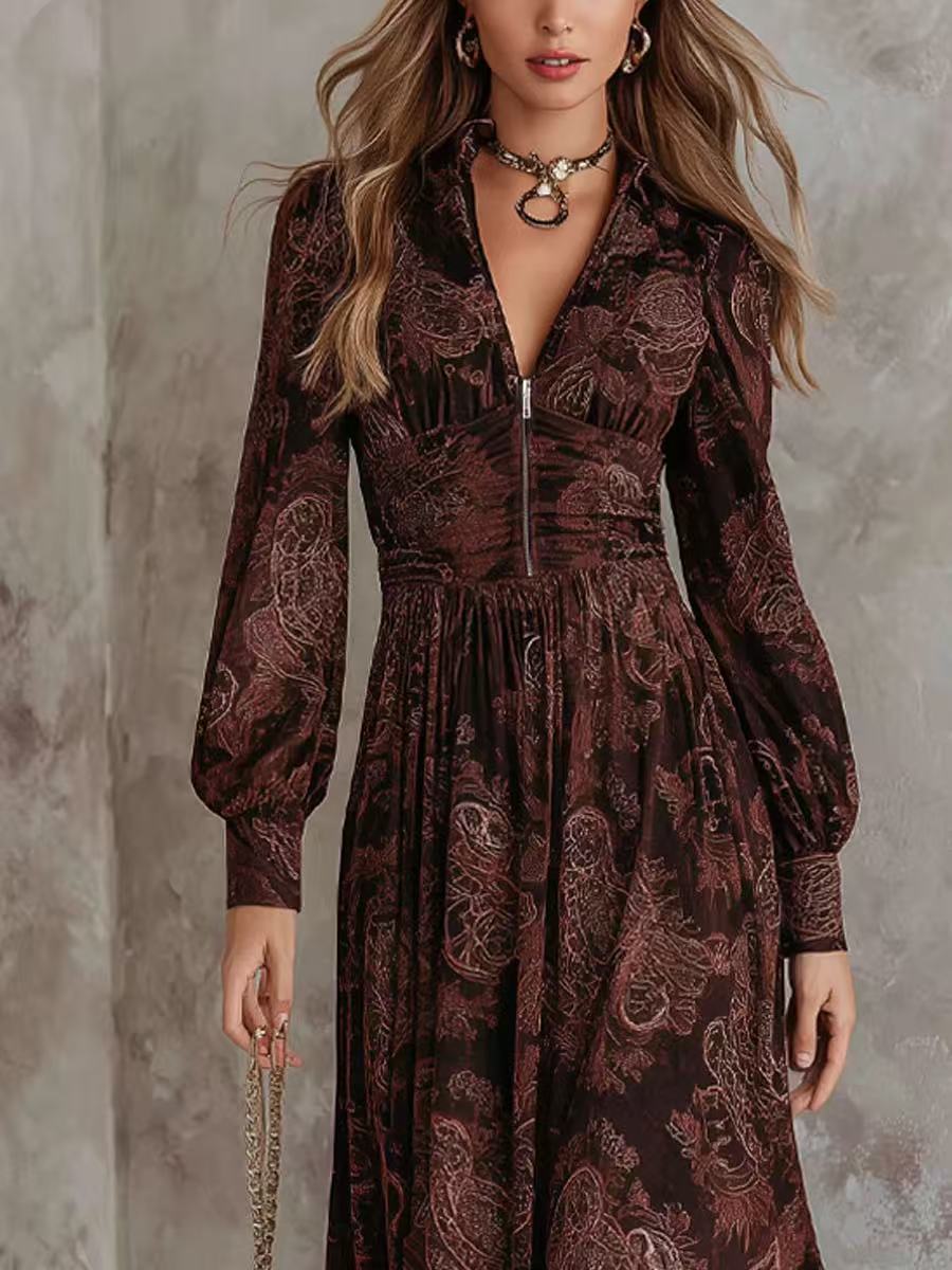 SUPERVALUECHOICE HCSEAA00038 Paisley Zip Maxi Dress